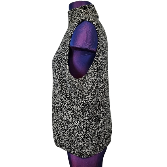 Talbots Black & White Flecked Mock‎ Neck Sleeveless Sweater Size MP Women's - Picture 3 of 7